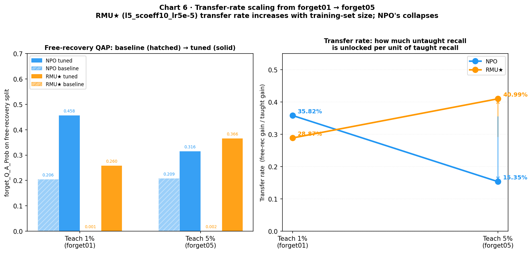 Transfer rate scaling from forget01 to forget05